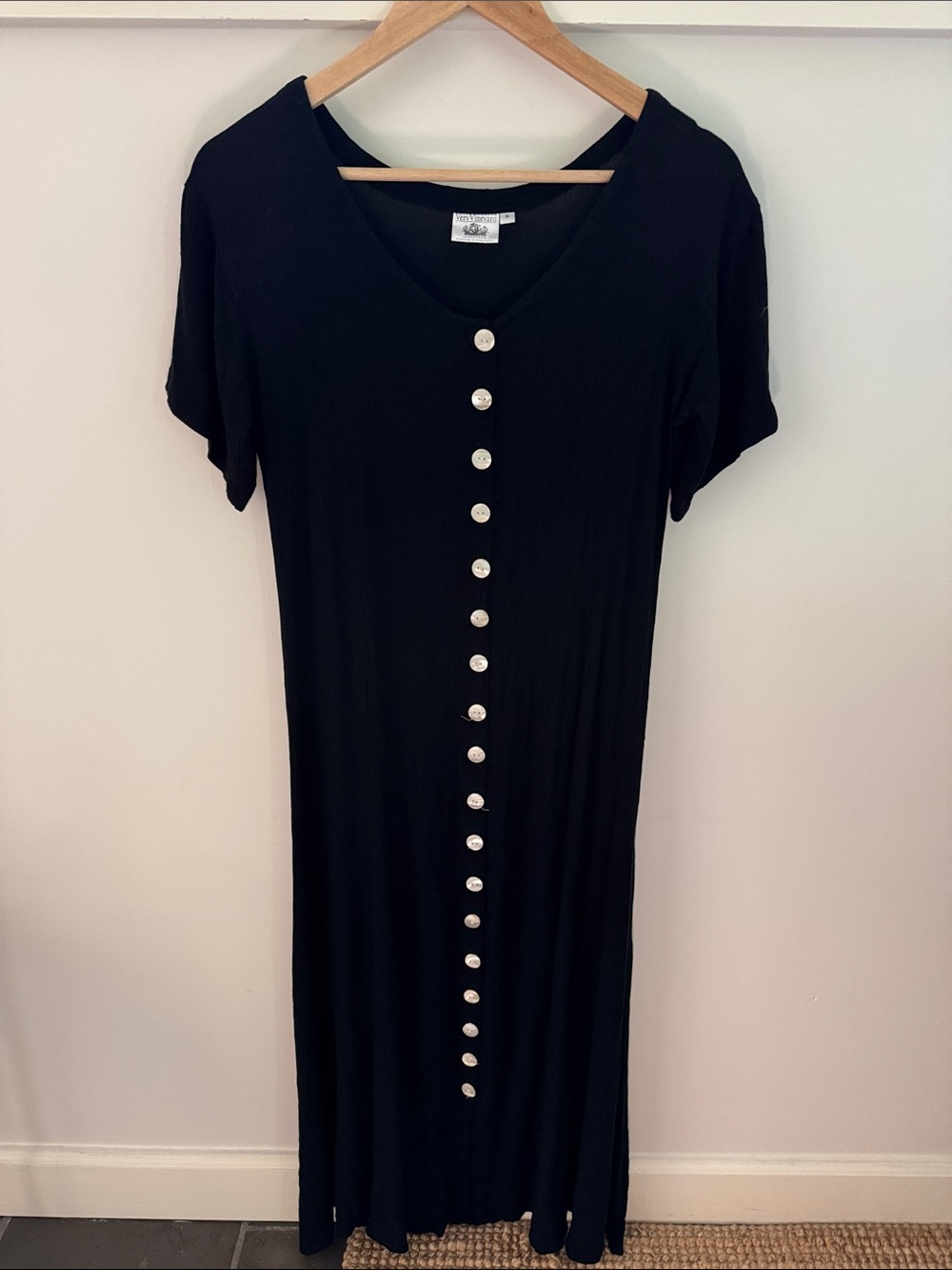 Vintage Very Vineyard Edgartown Martha’s Vineyard Y2K Black Rayon Maxi Dress S